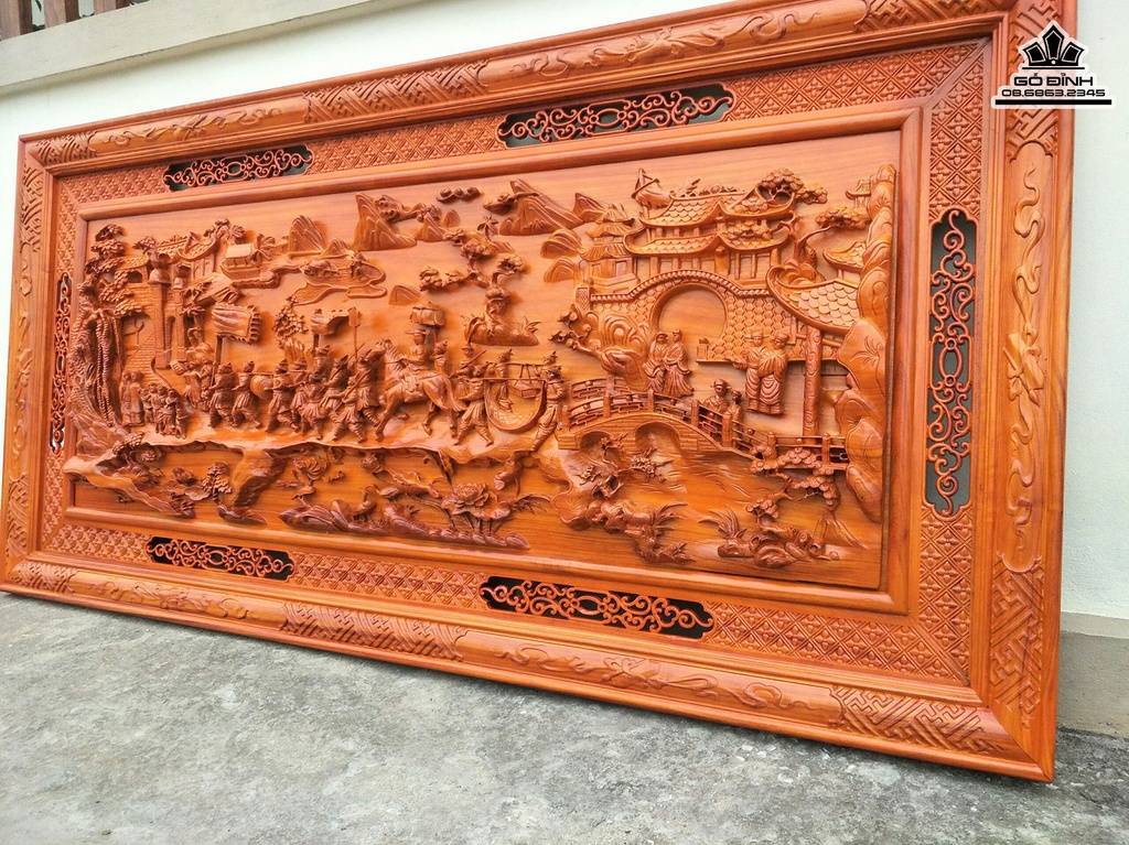 Tranh Gỗ Hương Đỏ Vinh Quy Bái Tổ Dài 217 Rộng 107 Dày 6 (cm) 0