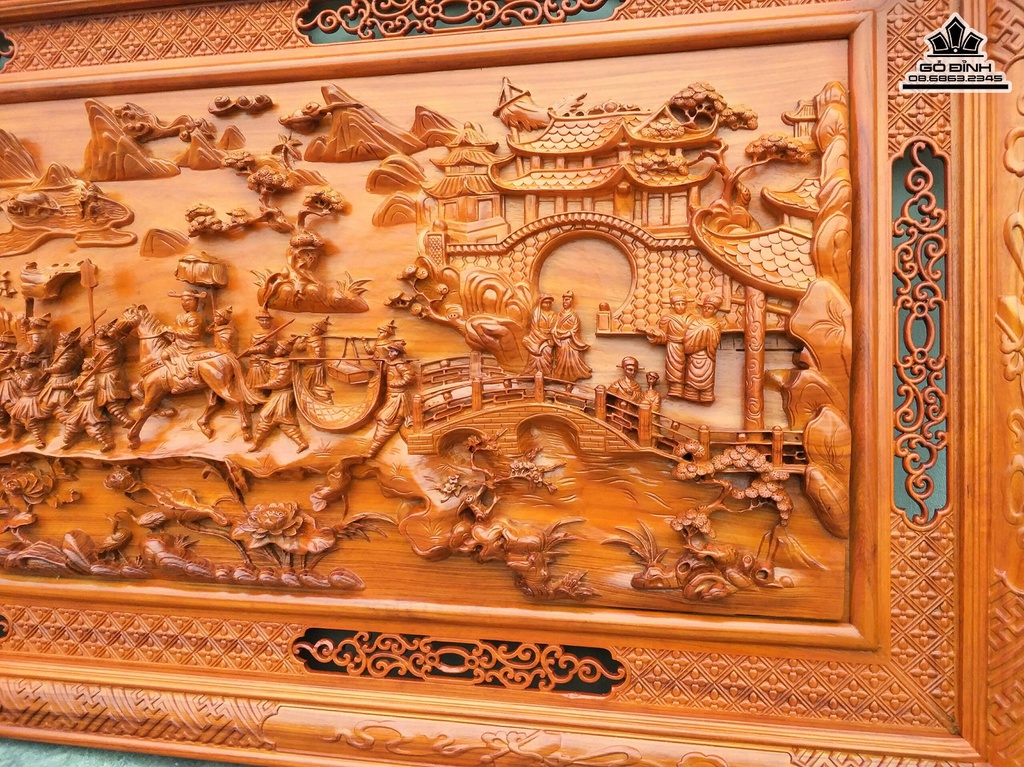 Tranh Gỗ Hương Đỏ Vinh Quy Bái Tổ Dài 217 Rộng 107 Dày 6 (cm) 1