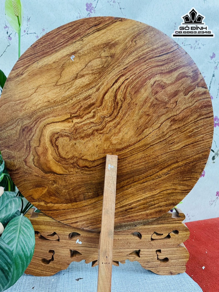 Tranh Gỗ Đĩa Sen Cá Gỗ Hương Cao 52 Đường Kính 40 3