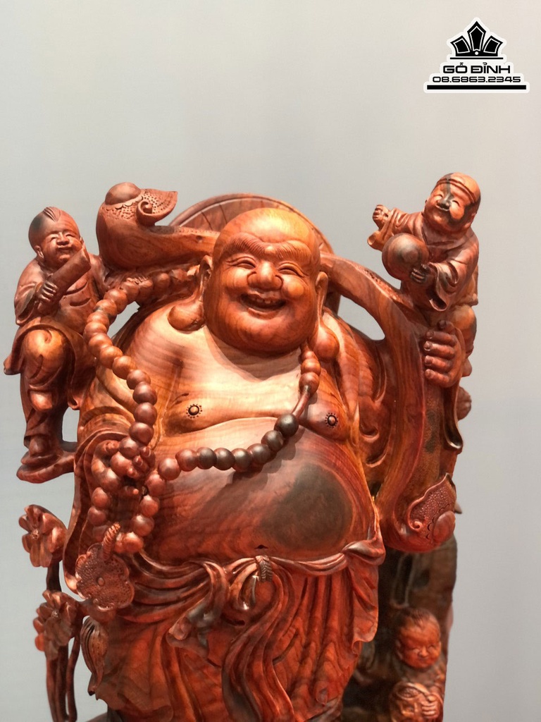 Tượng Phật Di Lặc Ngũ Phúc Gỗ Trắc Cao 50 Ngang 23 Sâu 21 (cm) 2