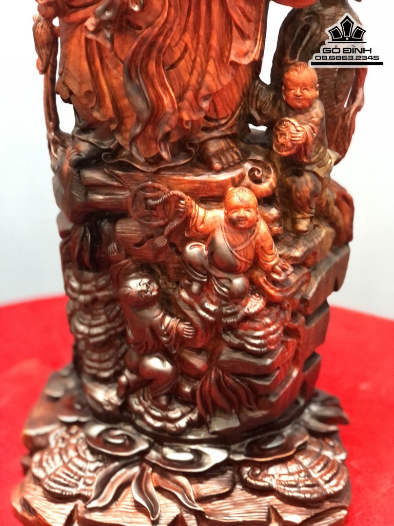 Tượng Phật Di Lặc Ngũ Phúc Gỗ Trắc Cao 50 Ngang 23 Sâu 21 (cm) 3