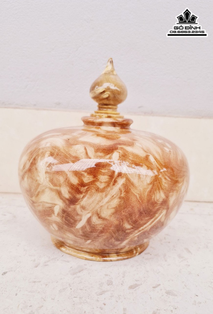 Bình Chum Phú Quý Gỗ Nu Nghiến Cao 18.5 Đường Kính 21(cm) 1