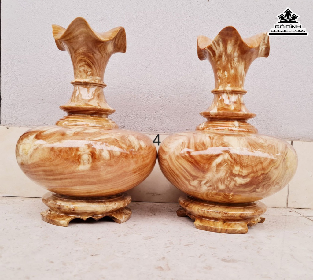 Bình Củ Tỏi Gỗ Nu Nghiến Cao 31 Đường Kính 22.5 (cm) 0