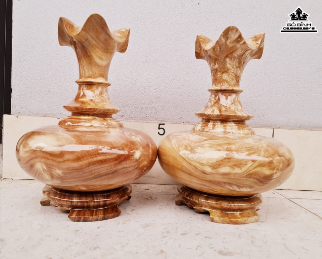 Bình Củ Tỏi Gỗ Nu Nghiến Cao 32 Đường Kính 23 (cm) 2