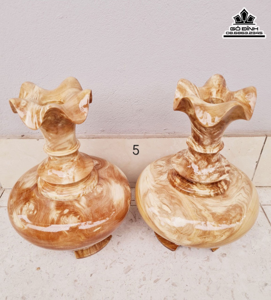 Bình Củ Tỏi Gỗ Nu Nghiến Cao 32 Đường Kính 23 (cm) 3