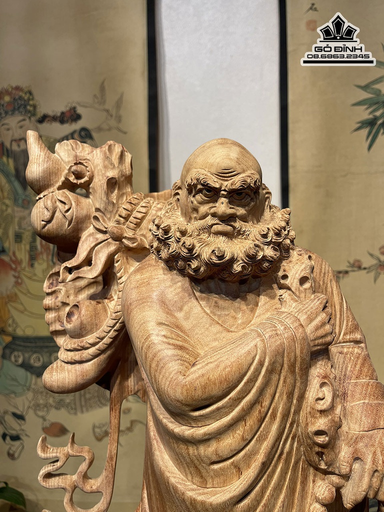 Tượng Đạt Ma Sư Tổ Gỗ Hương Cao 80 Ngang 30 Sâu 18 (cm) 1