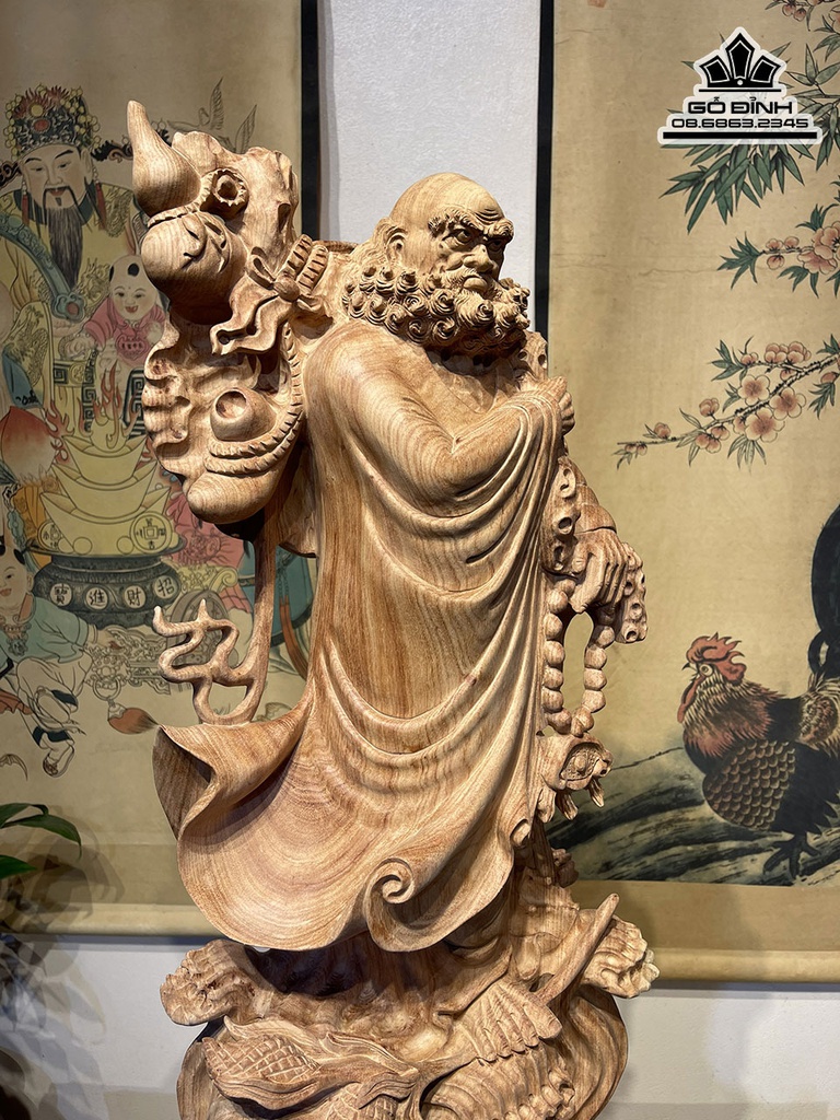 Tượng Đạt Ma Sư Tổ Gỗ Hương Cao 80 Ngang 30 Sâu 18 (cm) 3