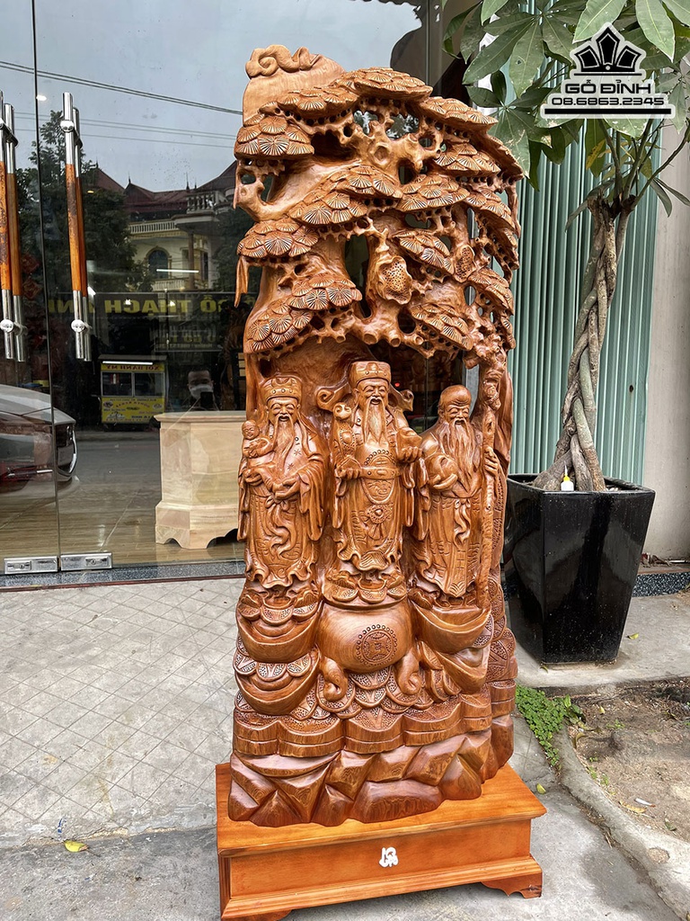 Tượng Phúc Lộc Thọ Gỗ Ngọc Am Cao 118 Ngang 51 Sâu 17 (cm) 3