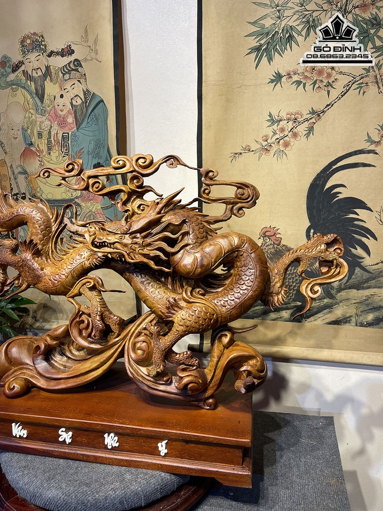 Tượng Rồng (Nhất Long) Gỗ Hương Cao 52 Ngang 90 Sâu 30 (cm) 3