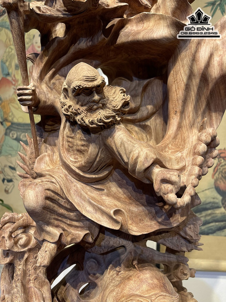 Tượng Đạt Ma Sư Tổ Gỗ Hương Cao 70 Ngang 34 Sâu 20 (cm) 3