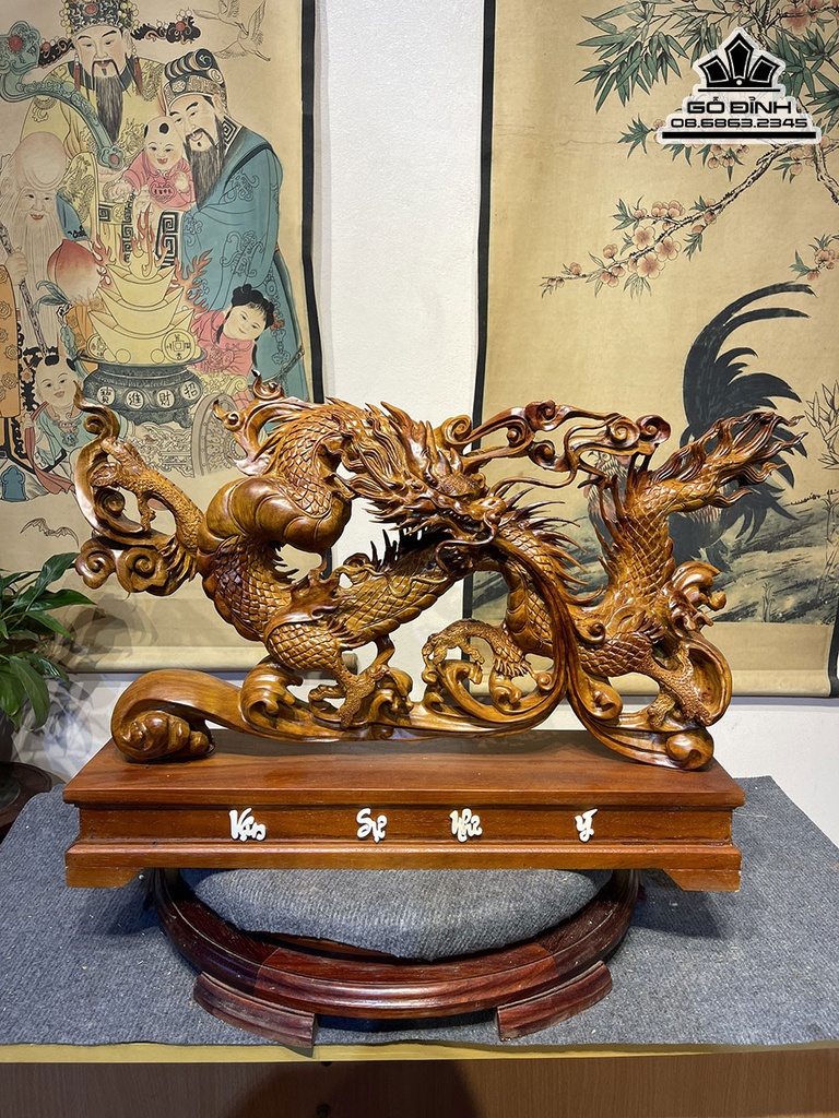 Tượng Rồng (Nhất Long) Gỗ Hương Cao 38 Ngang70 Sâu 12 (cm) 0