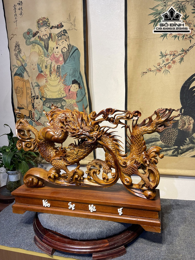 Tượng Rồng (Nhất Long) Gỗ Hương Cao 38 Ngang70 Sâu 12 (cm) 1