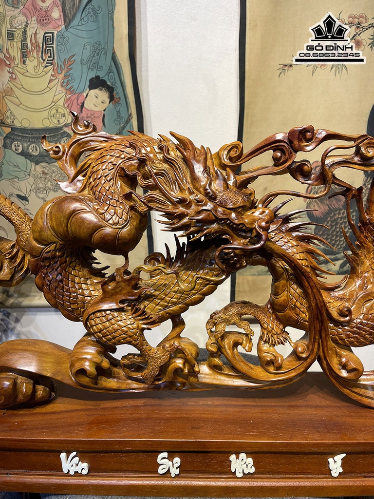 Tượng Rồng (Nhất Long) Gỗ Hương Cao 38 Ngang70 Sâu 12 (cm) 2