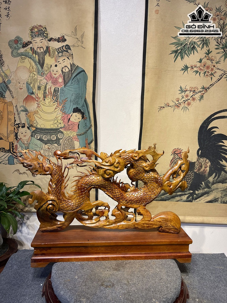 Tượng Rồng (Nhất Long) Gỗ Hương Cao 38 Ngang70 Sâu 12 (cm) 3