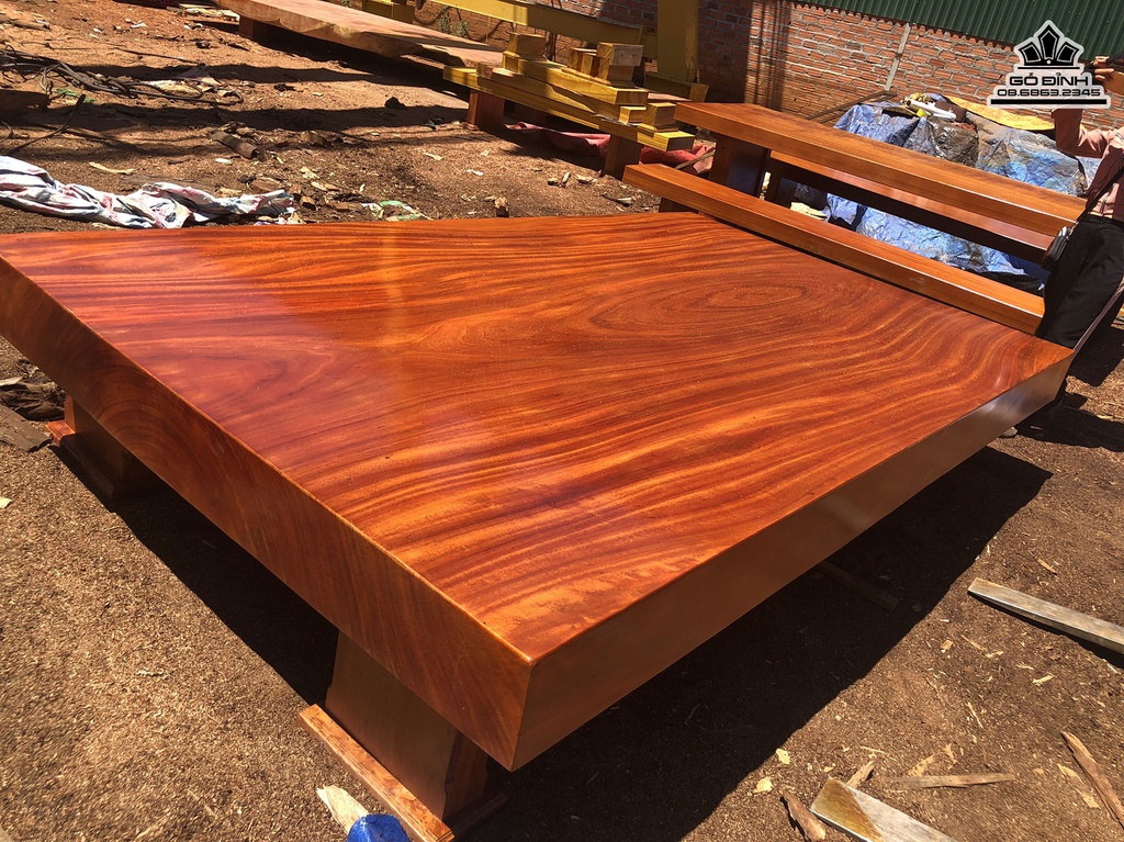 Sập Nguyên Khối Gỗ Cẩm Hồng Dài 310 Rộng 180 Dày 20 (cm) 1
