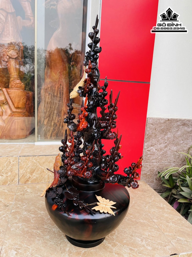 Bình Bông Mai Điểu Gỗ Trắc Cao 80 Ngang 40 Sâu 30 (cm) 0