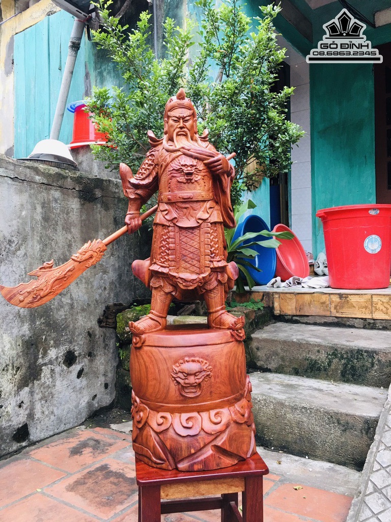 Tượng Quan Công Gỗ Hương Việt Cao 81 Ngang 30 Sâu 30 (cm) 3