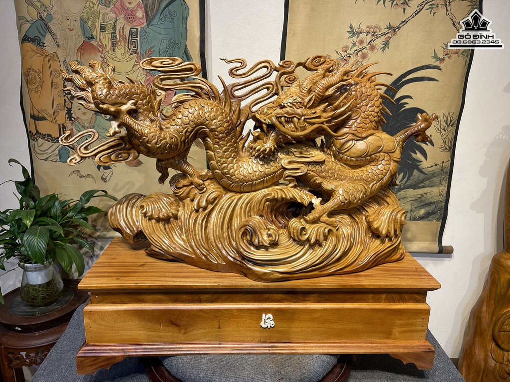 Tượng Nhất Long Gỗ Ngọc Am Cao 85 Ngang 46 Sâu 26 (cm) 0