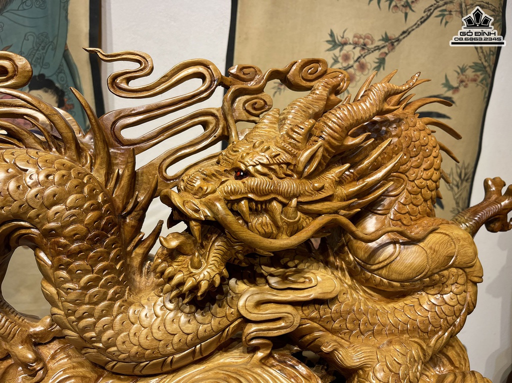 Tượng Nhất Long Gỗ Ngọc Am Cao 85 Ngang 46 Sâu 26 (cm) 1