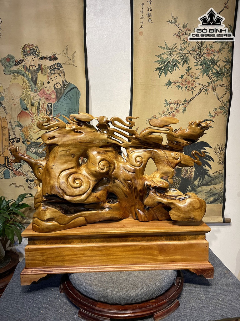 Tượng Nhất Long Gỗ Ngọc Am Cao 85 Ngang 46 Sâu 26 (cm) 3