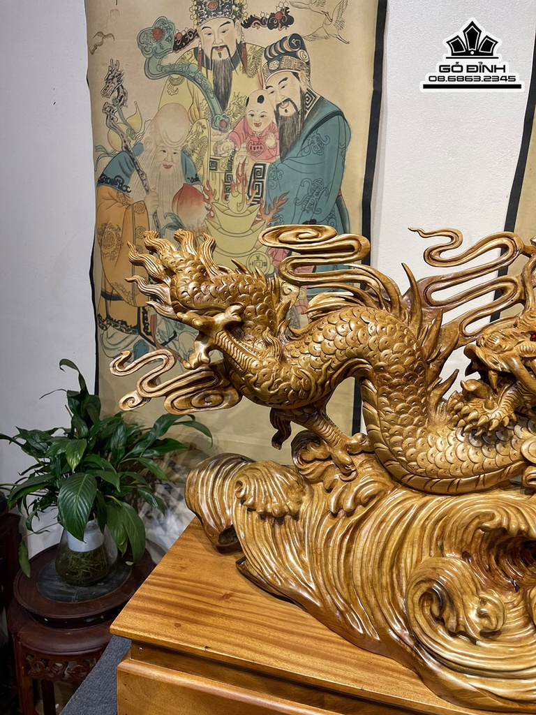 Tượng Nhất Long Gỗ Ngọc Am Cao 85 Ngang 46 Sâu 26 (cm) 4