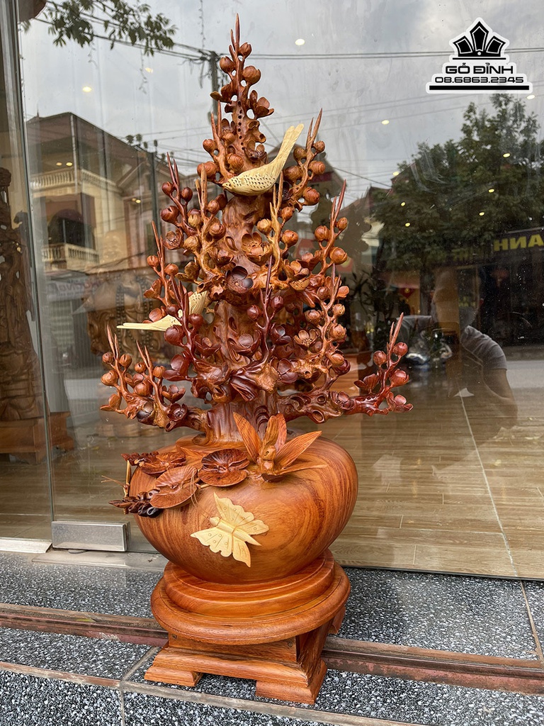 Bình Mai Điểu Gỗ Hương Đá Cao 82 Ngang 42 Sâu 32 (cm) 1