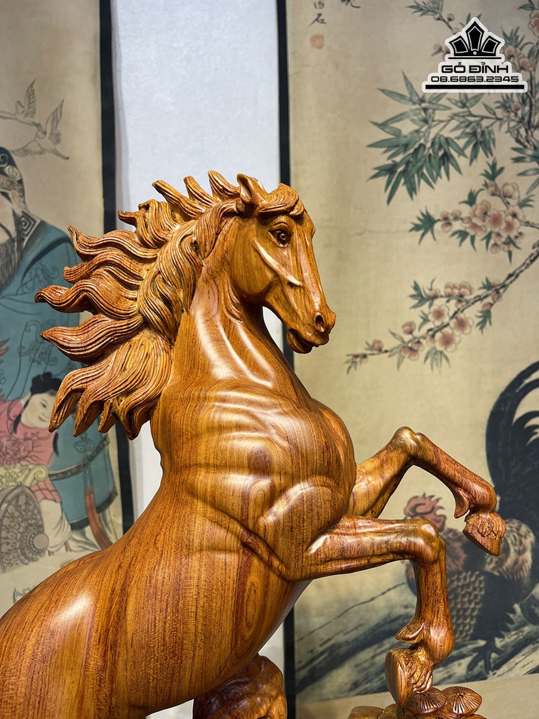 Tương Ngựa Phong Thủy (Nhất Mã) Gỗ Hương Đá Cao 62 Ngang 44 Sâu 15 (cm) 3