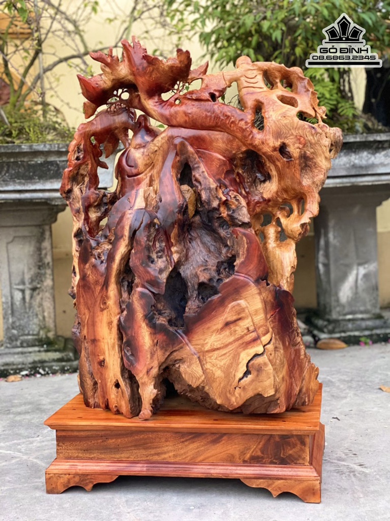 Tượng Phật Di Lặc Vác Cành Đào Gỗ Hương Cao 83 Ngang 66 Sâu 35 (cm) 2