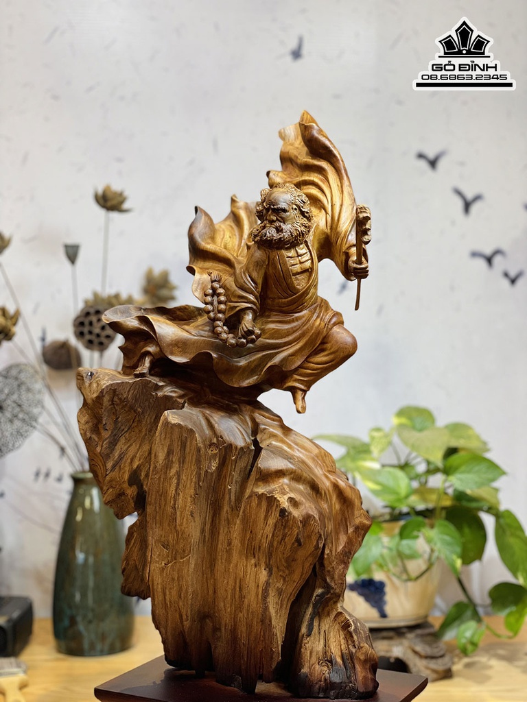 Tương Đạt Ma Sư Tổ Bay Gỗ Ngọc Am Cao 63 Ngang 30 Sâu 22 (cm) 1