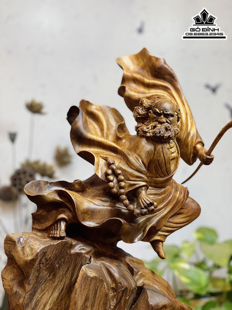 Tương Đạt Ma Sư Tổ Bay Gỗ Ngọc Am Cao 63 Ngang 30 Sâu 22 (cm) 5