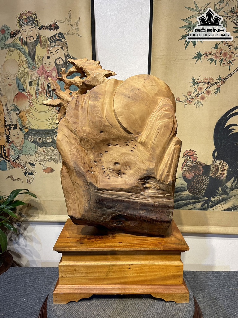 Tượng Phật Di Lặc Đứng Bao Tiền Gỗ Nu Ngọc Am Cao 56 Ngang 42 Sâu 21 (cm) 0