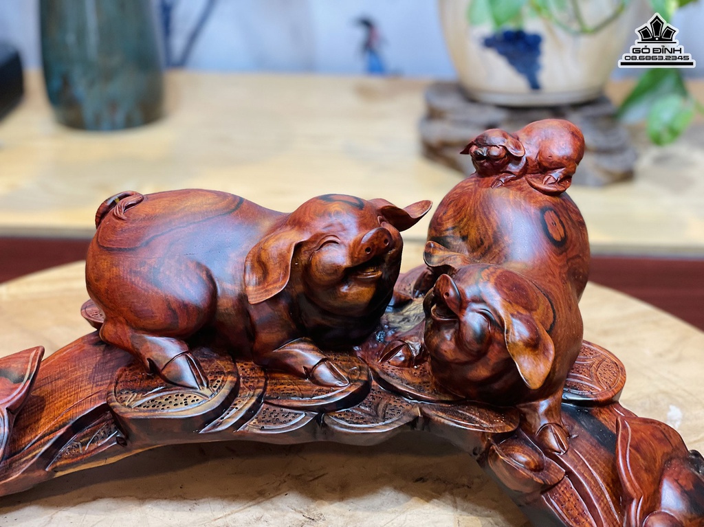 Tương Heo Gỗ Trắc Cao 18 Ngang 50 Sâu 25 (cm)