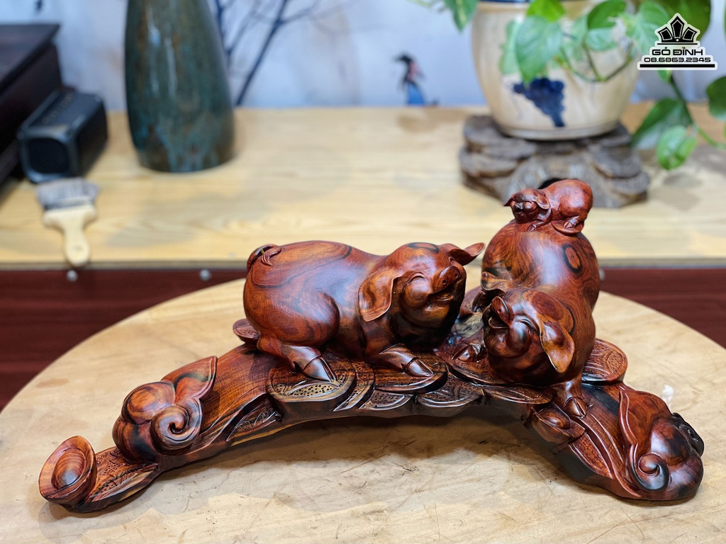 Tương Heo Gỗ Trắc Cao 18 Ngang 50 Sâu 25 (cm)