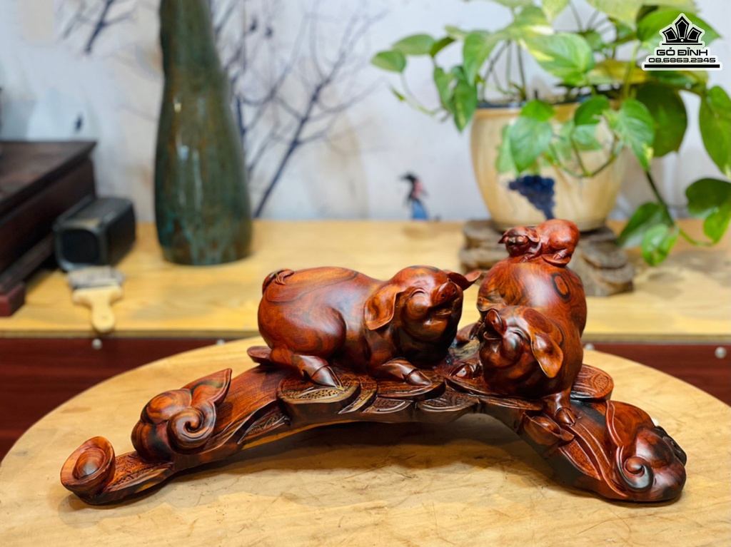 Tương Heo Gỗ Trắc Cao 18 Ngang 50 Sâu 25 (cm)