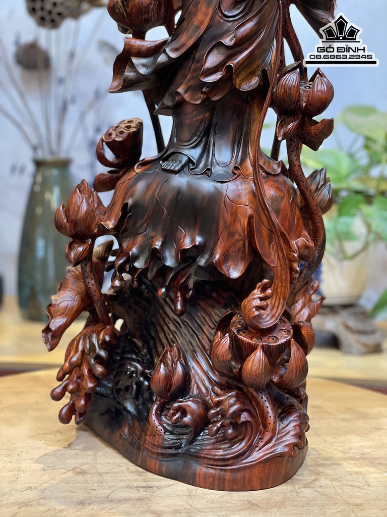 Tương Phật Bà Quan Âm Gỗ Trắc Cao 84 Ngang 30 Sâu 24 (cm)