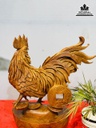 Tượng Gà Trống Gỗ Hương Cao 38 Ngang 32 Sâu 13 (cm) 0