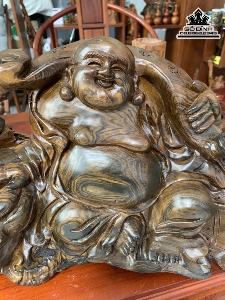 Tượng Phật Di Lặc Gỗ Bách Xanh Cao 26 Ngang 46 Sâu 18 (cm) 0