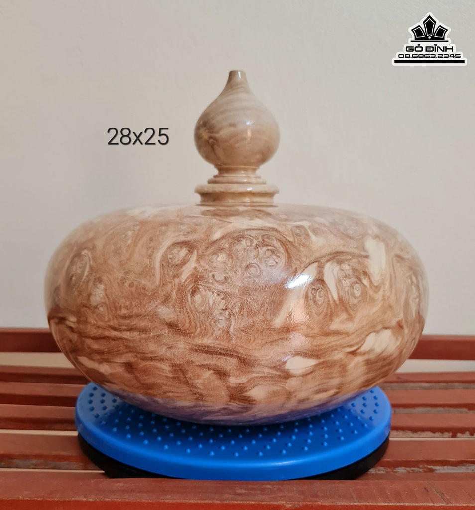 Bình Chum Phú Quý Gỗ Nu Nghiến Cao 25 Đường Kính 28 (cm) 3