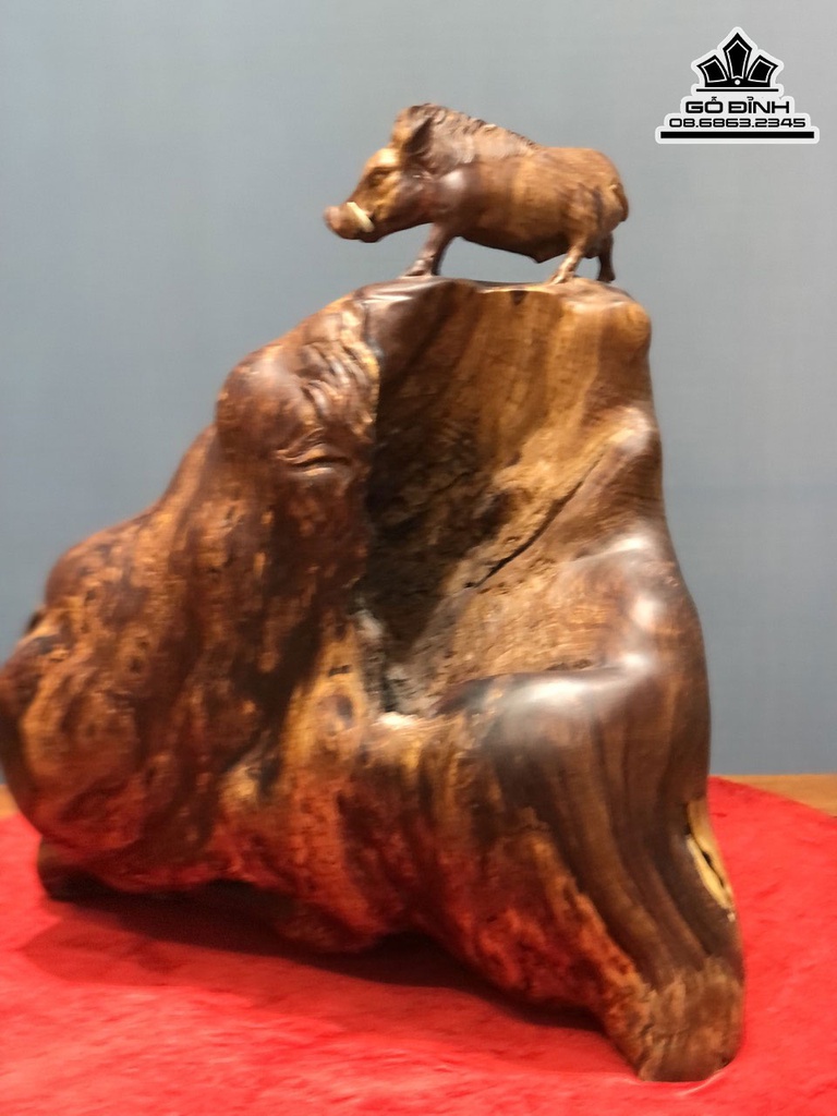 Tượng Heo Rừng Gỗ Nu Cẩm Cao 55 Ngang 50 Sâu 30 (cm) 4