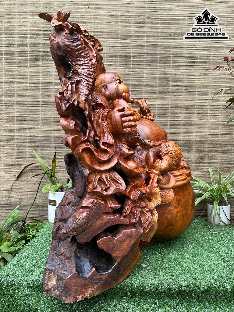 Tượng Phật Di Lặc Gỗ Xá Xại Cao 63 Ngang 58 Sâu 33 (cm) 2