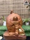 Tượng Phật Di Lặc Kéo Bao Tiền Gỗ Pơ Mu Cao 23 Ngang 71 Sâu 16 (cm) 2