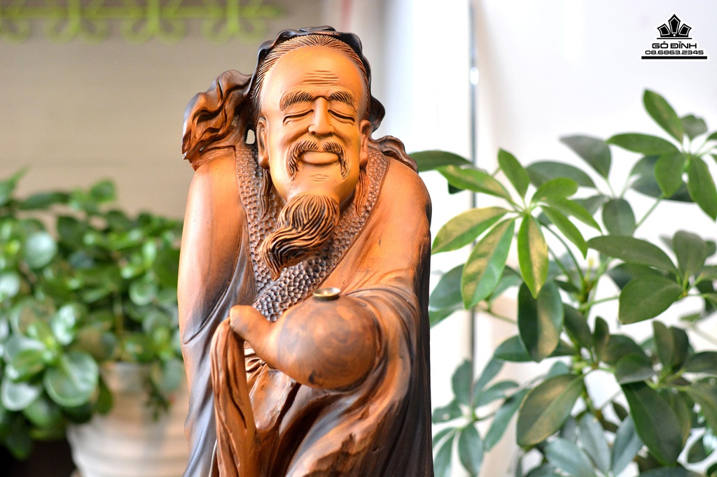 Tượng Thần Trà Lục Vũ Gỗ Bách Xanh Cao 62 Ngang 25 Sâu 18 (cm) 4