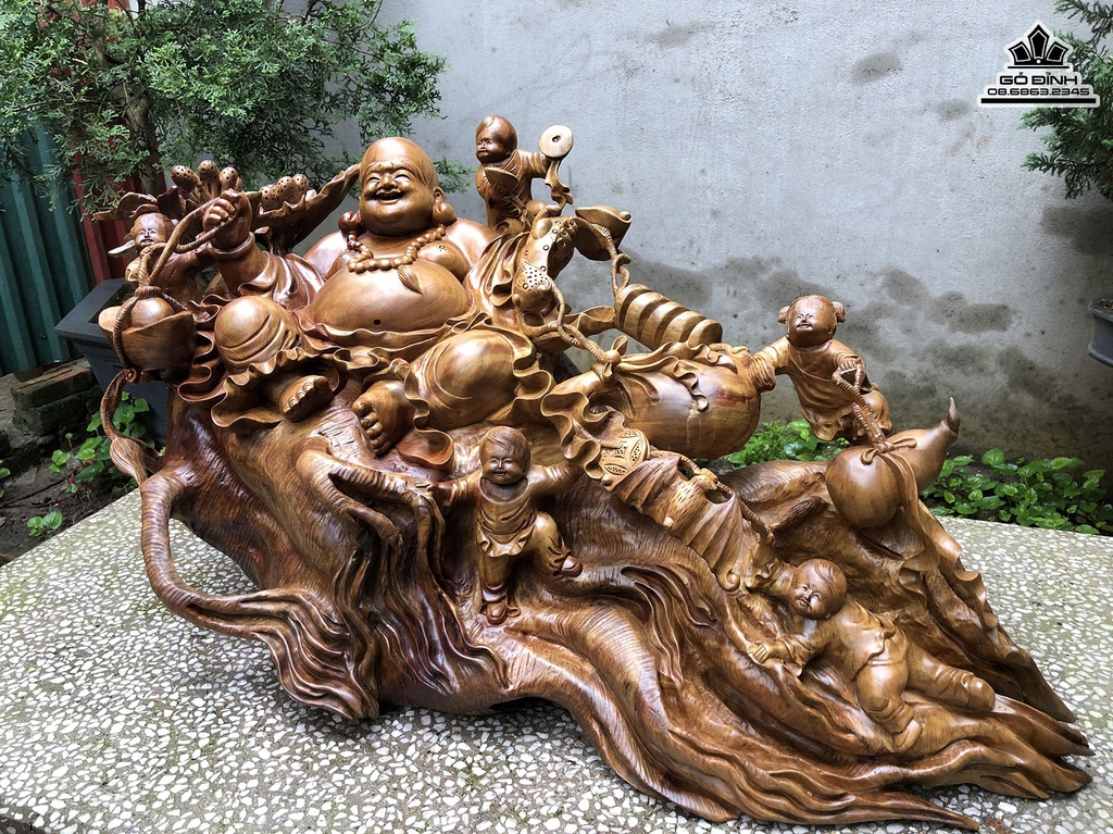 Tượng Phật Di Lặc Ngũ Phúc Gỗ Xá Xị Cao 47 Ngang 100 Sâu 40 (cm) 1