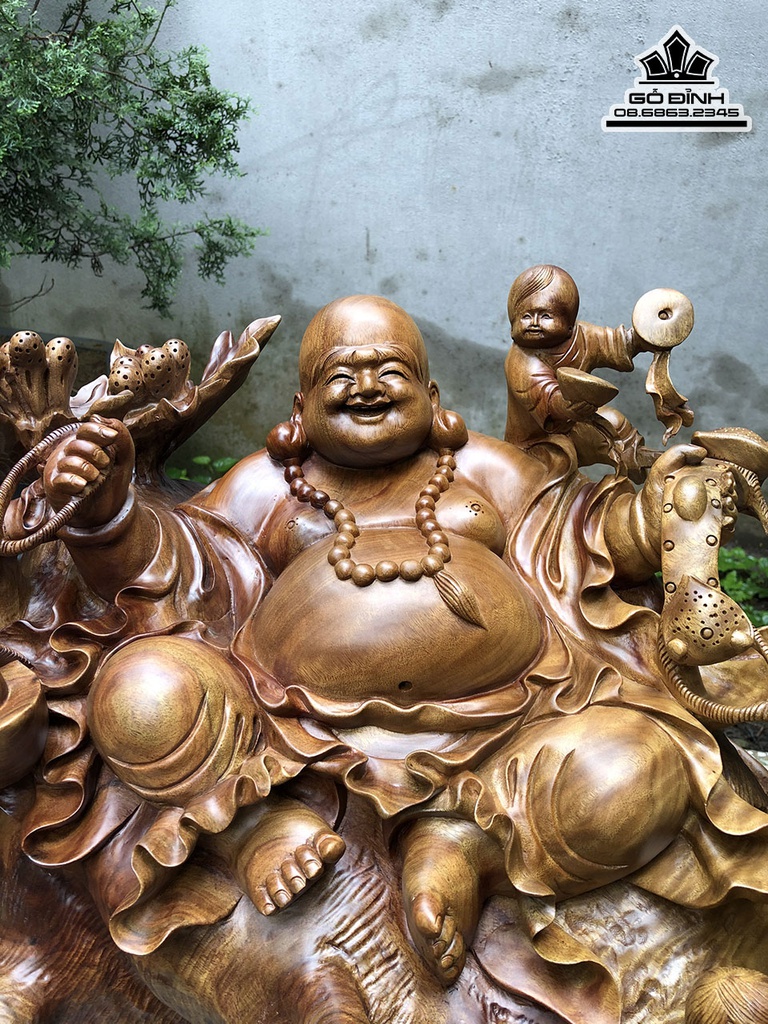 Tượng Phật Di Lặc Ngũ Phúc Gỗ Xá Xị Cao 47 Ngang 100 Sâu 40 (cm) 3