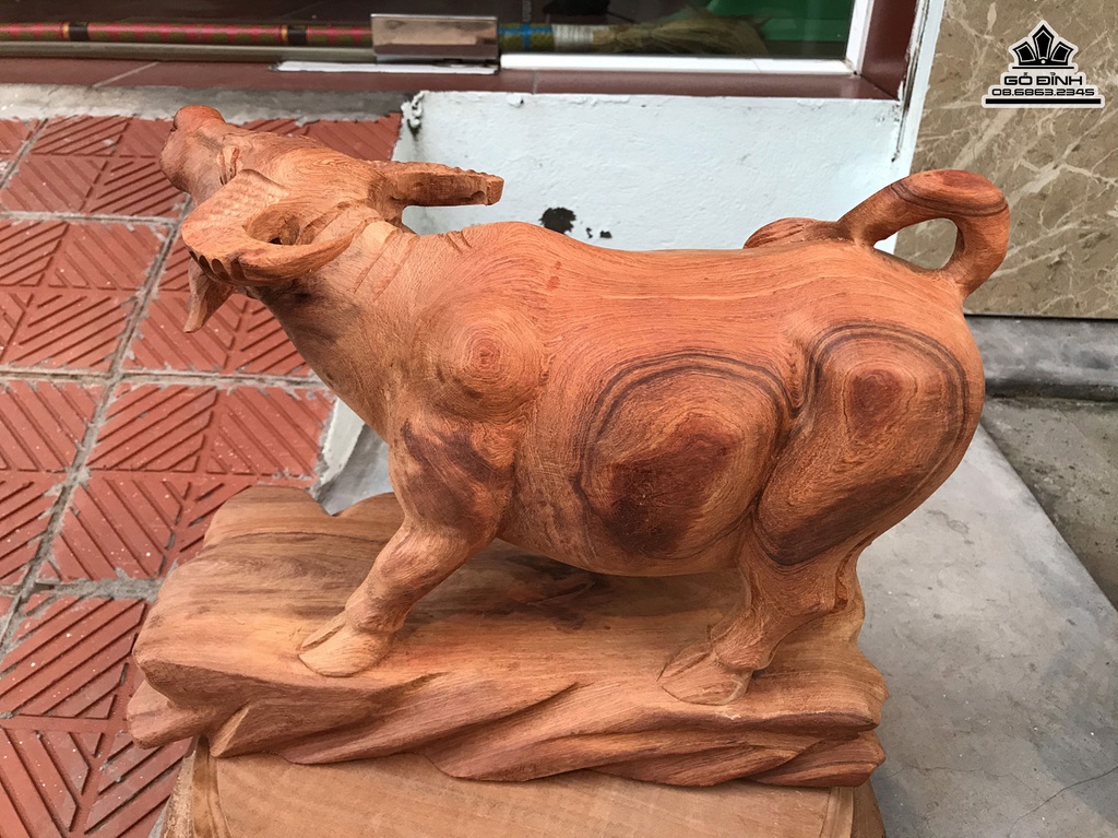 Tượng Trâu Gỗ Hương Cao 28 Ngang 38 Sâu 15(cm) 3