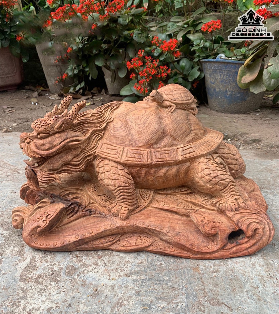 Tượng Long Quy Gỗ Hương Cao 23 Ngang 45 Sâu 34 (cm) 0