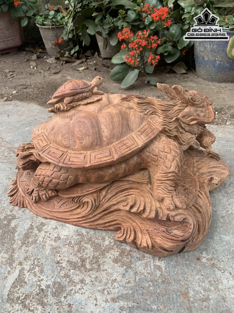 Tượng Long Quy Gỗ Hương Cao 23 Ngang 45 Sâu 34 (cm) 2