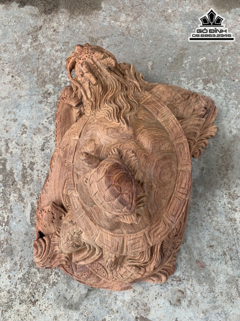 Tượng Long Quy Gỗ Hương Cao 23 Ngang 45 Sâu 34 (cm) 3
