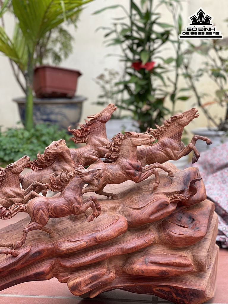 Tượng Ngựa  (Bát Mã) Gỗ Hương Cao 50 Ngang 97 Sâu 36 (cm) 4
