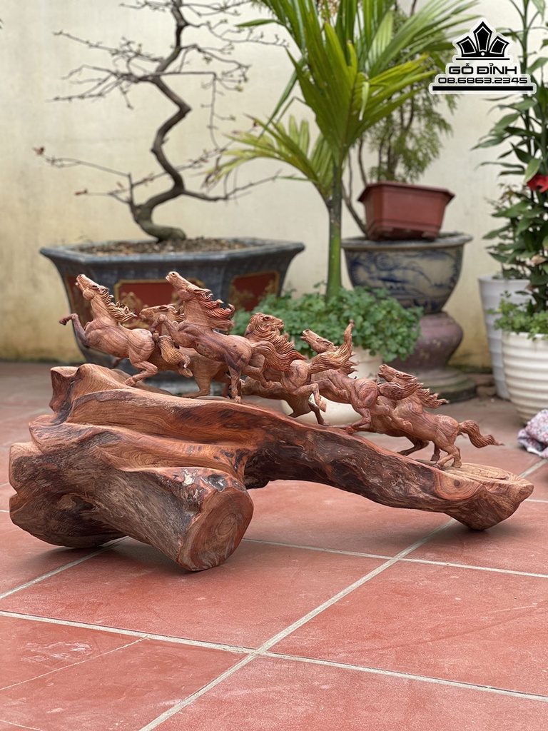 Tượng Ngựa  (Bát Mã) Gỗ Hương Cao 50 Ngang 97 Sâu 36 (cm)6
